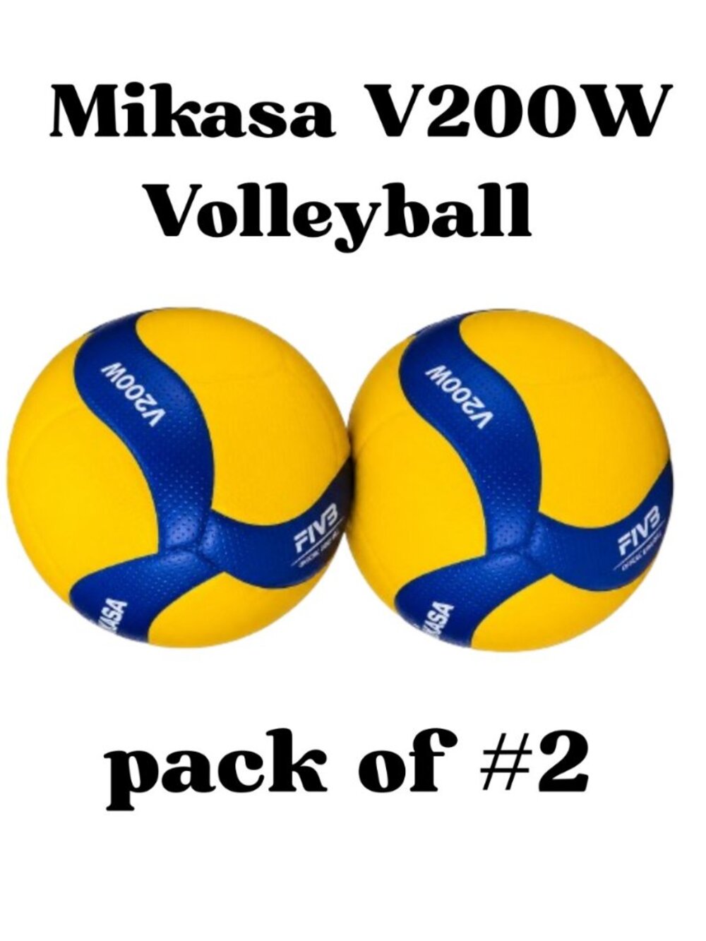 Mikasa V200W 2019 Official FIVB Indoor Volleyball Blue/Yellow - Pack of 2